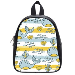 Cartoon Whale Seamless Background School Bag (small) by Jancukart