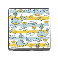 Cartoon Whale Seamless Background Memory Card Reader (square 5 Slot)