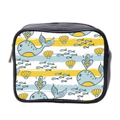 Cartoon Whale Seamless Background Mini Toiletries Bag (two Sides) by Jancukart