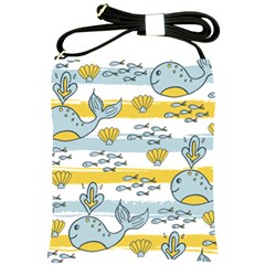 Cartoon Whale Seamless Background Shoulder Sling Bag