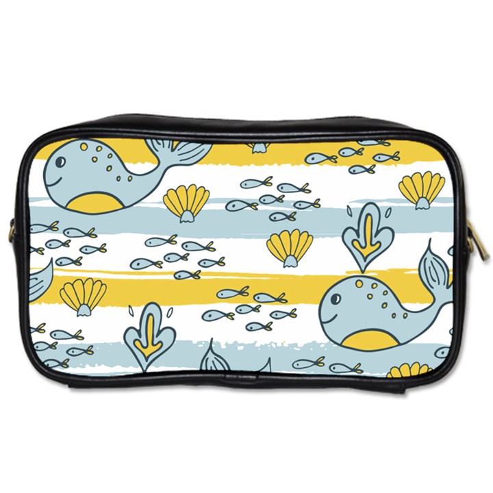 Cartoon Whale Seamless Background Toiletries Bag (Two Sides)