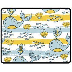 Cartoon Whale Seamless Background Fleece Blanket (medium) 