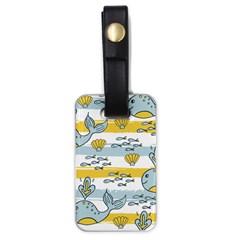 Cartoon Whale Seamless Background Luggage Tag (one Side)