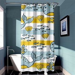 Cartoon Whale Seamless Background Shower Curtain 36  X 72  (stall) 