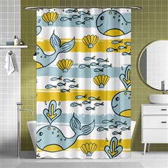 Cartoon Whale Seamless Background Shower Curtain 48  X 72  (small) 