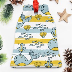 Cartoon Whale Seamless Background Bell Ornament (two Sides)