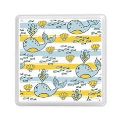 Cartoon Whale Seamless Background Memory Card Reader (square)