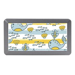 Cartoon Whale Seamless Background Memory Card Reader (mini)