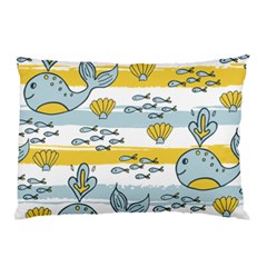 Cartoon Whale Seamless Background Pillow Case (two Sides) by Jancukart