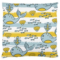 Cartoon Whale Seamless Background Large Cushion Case (one Side)