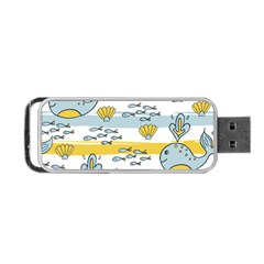 Cartoon Whale Seamless Background Portable Usb Flash (one Side) by Jancukart