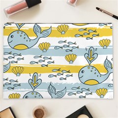 Cartoon Whale Seamless Background Cosmetic Bag (xxl)