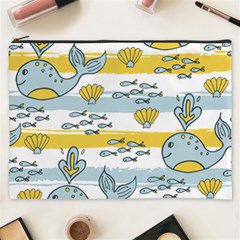 Cartoon Whale Seamless Background Cosmetic Bag (xxxl) by Jancukart