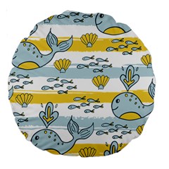 Cartoon Whale Seamless Background Large 18  Premium Round Cushions