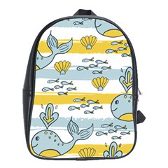 Cartoon Whale Seamless Background School Bag (xl) by Jancukart