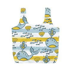 Cartoon Whale Seamless Background Full Print Recycle Bag (m)