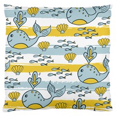 Cartoon Whale Seamless Background Standard Flano Cushion Case (one Side) by Jancukart