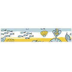 Cartoon Whale Seamless Background Large Flano Scarf 