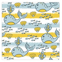 Cartoon Whale Seamless Background Square Satin Scarf (36  X 36 )