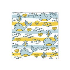 Cartoon Whale Seamless Background Satin Bandana Scarf 22  X 22  by Jancukart