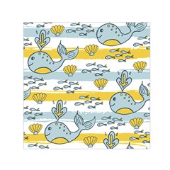 Cartoon Whale Seamless Background Square Satin Scarf (30  X 30 )