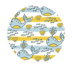 Cartoon Whale Seamless Background Mini Round Pill Box by Jancukart