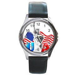 New York City Holiday United States Usa Round Metal Watch by Jancukart