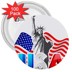 New York City Holiday United States Usa 3  Buttons (100 Pack) 