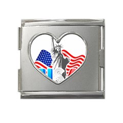 New York City Holiday United States Usa Mega Link Heart Italian Charm (18mm)