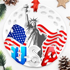 New York City Holiday United States Usa Ornament (round Filigree)