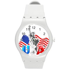 New York City Holiday United States Usa Round Plastic Sport Watch (m) by Jancukart