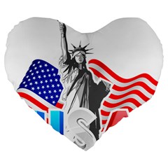 New York City Holiday United States Usa Large 19  Premium Flano Heart Shape Cushions by Jancukart