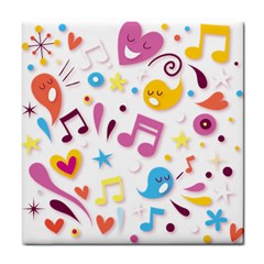 Love Cute Cartoon Seamless Shading Tile Coaster