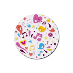 Love Cute Cartoon Seamless Shading Rubber Round Coaster (4 Pack)