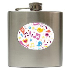 Love Cute Cartoon Seamless Shading Hip Flask (6 Oz)