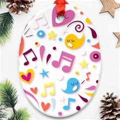 Love Cute Cartoon Seamless Shading Oval Ornament (two Sides)