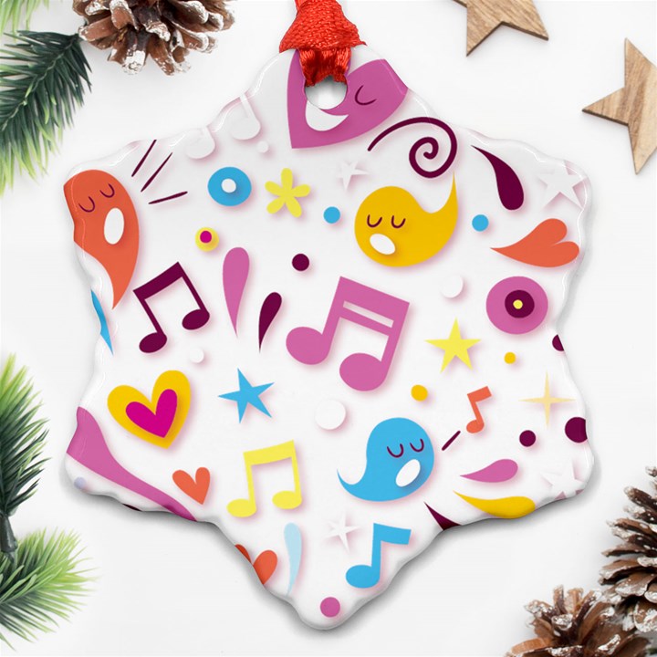 Love Cute Cartoon Seamless Shading Ornament (Snowflake)