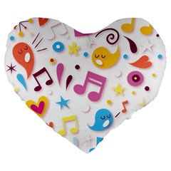 Love Cute Cartoon Seamless Shading Large 19  Premium Heart Shape Cushions