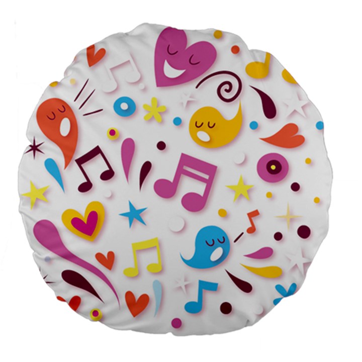 Love Cute Cartoon Seamless Shading Large 18  Premium Flano Round Cushions