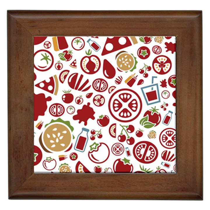 Pizza Seamless Pattern Background Framed Tile