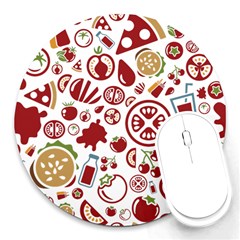 Pizza Seamless Pattern Background Round Mousepad