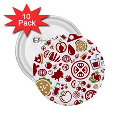 Pizza Seamless Pattern Background 2 25  Buttons (10 Pack) 