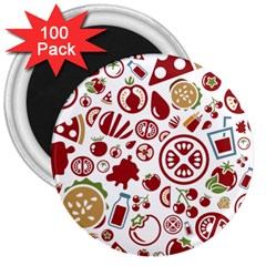 Pizza Seamless Pattern Background 3  Magnets (100 Pack) by Jancukart