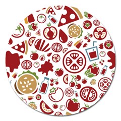 Pizza Seamless Pattern Background Magnet 5  (round)