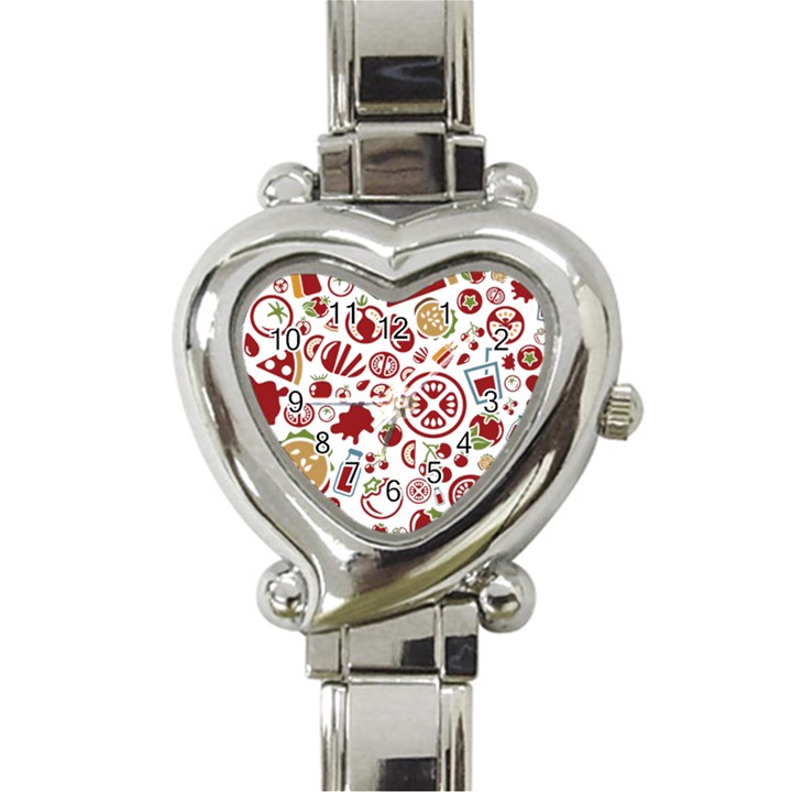 Pizza Seamless Pattern Background Heart Italian Charm Watch