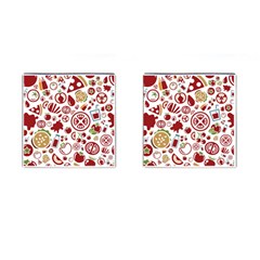 Pizza Seamless Pattern Background Cufflinks (square)