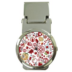 Pizza Seamless Pattern Background Money Clip Watches