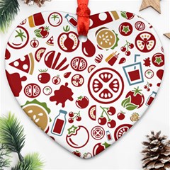 Pizza Seamless Pattern Background Heart Ornament (two Sides)