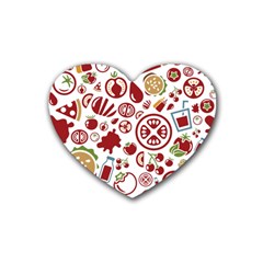 Pizza Seamless Pattern Background Rubber Coaster (heart)