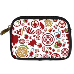 Pizza Seamless Pattern Background Digital Camera Leather Case